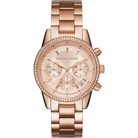 michael kors horloge ritz roze en goud|Michael Kors.